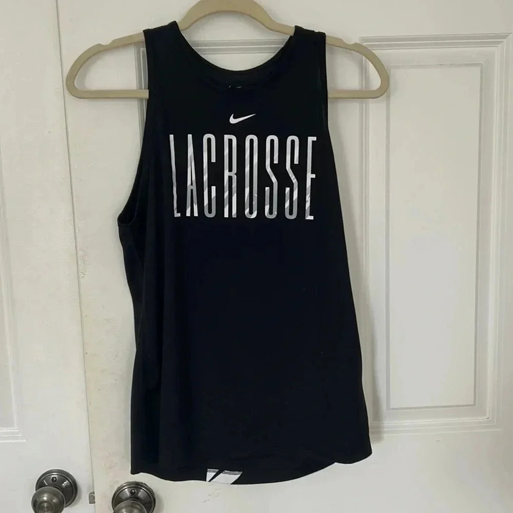 Nike lacrosse dri fit black tank top size small sleeveless - Picture 2 of 6
